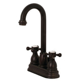 Vintage Double-Handle 3-Hole Deck Mount 4-Inch Centerset Bathroom Faucet with Pop-Up Drain