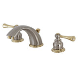 Vintage Two-Handle 3-Hole Deck Mount Widespread Bathroom Faucet with Plastic Pop-Up