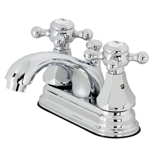 Metropolitan Two-Handle 3-Hole Deck Mount 4" Centerset Bathroom Faucet with Plastic Pop-Up