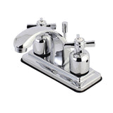 Millennium Two-Handle 3-Hole Deck Mount 4" Centerset Bathroom Faucet with Plastic Pop-Up