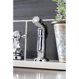 Metropolitan Two-Handle 4-Hole Deck Mount 8" Centerset Kitchen Faucet with Side Sprayer