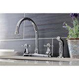 Metropolitan Two-Handle 4-Hole 8" Centerset Kitchen Faucet with Side Sprayer