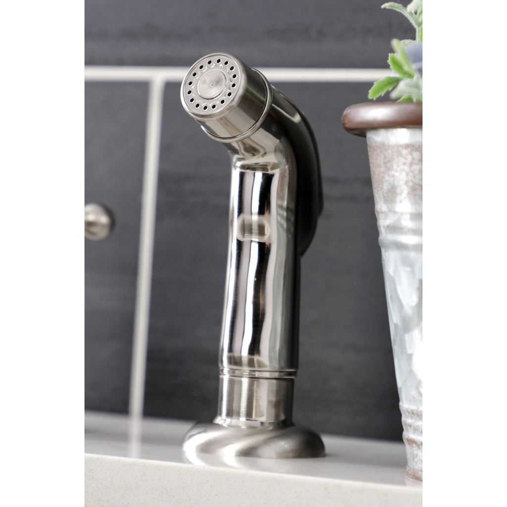 Metropolitan Two-Handle 4-Hole Deck Mount 8" Centerset Kitchen Faucet with Side Sprayer