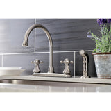 Metropolitan Two-Handle 4-Hole 8" Centerset Kitchen Faucet with Side Sprayer