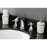 Metropolitan Two-Handle 3-Hole Deck Mount Widespread Bathroom Faucet with Plastic Pop-Up