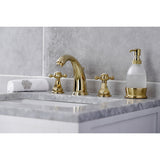 Metropolitan Two-Handle 3-Hole Deck Mount Widespread Bathroom Faucet with Plastic Pop-Up