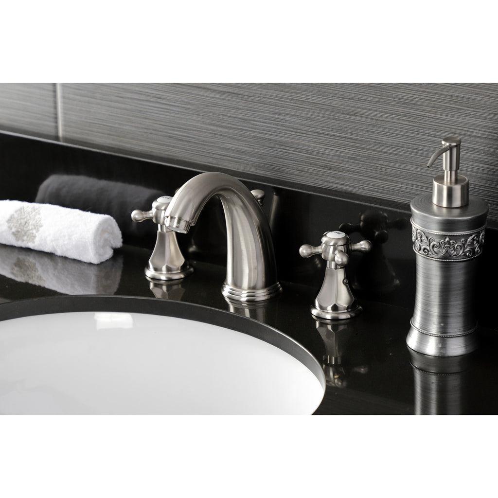 Metropolitan Two-Handle 3-Hole Deck Mount Widespread Bathroom Faucet with Plastic Pop-Up