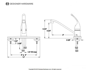 Chatham Single-Handle 1-or-3 Hole Deck Mount 8" Centerset Kitchen Faucet