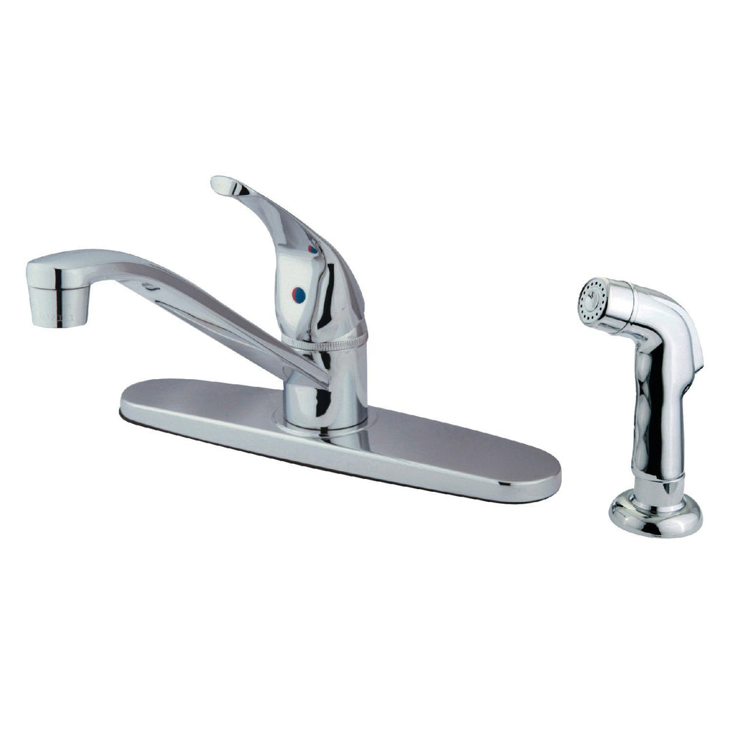 Single-Handle 2-or-4 Hole Deck Mount 8" Centerset Kitchen Faucet with Side Sprayer