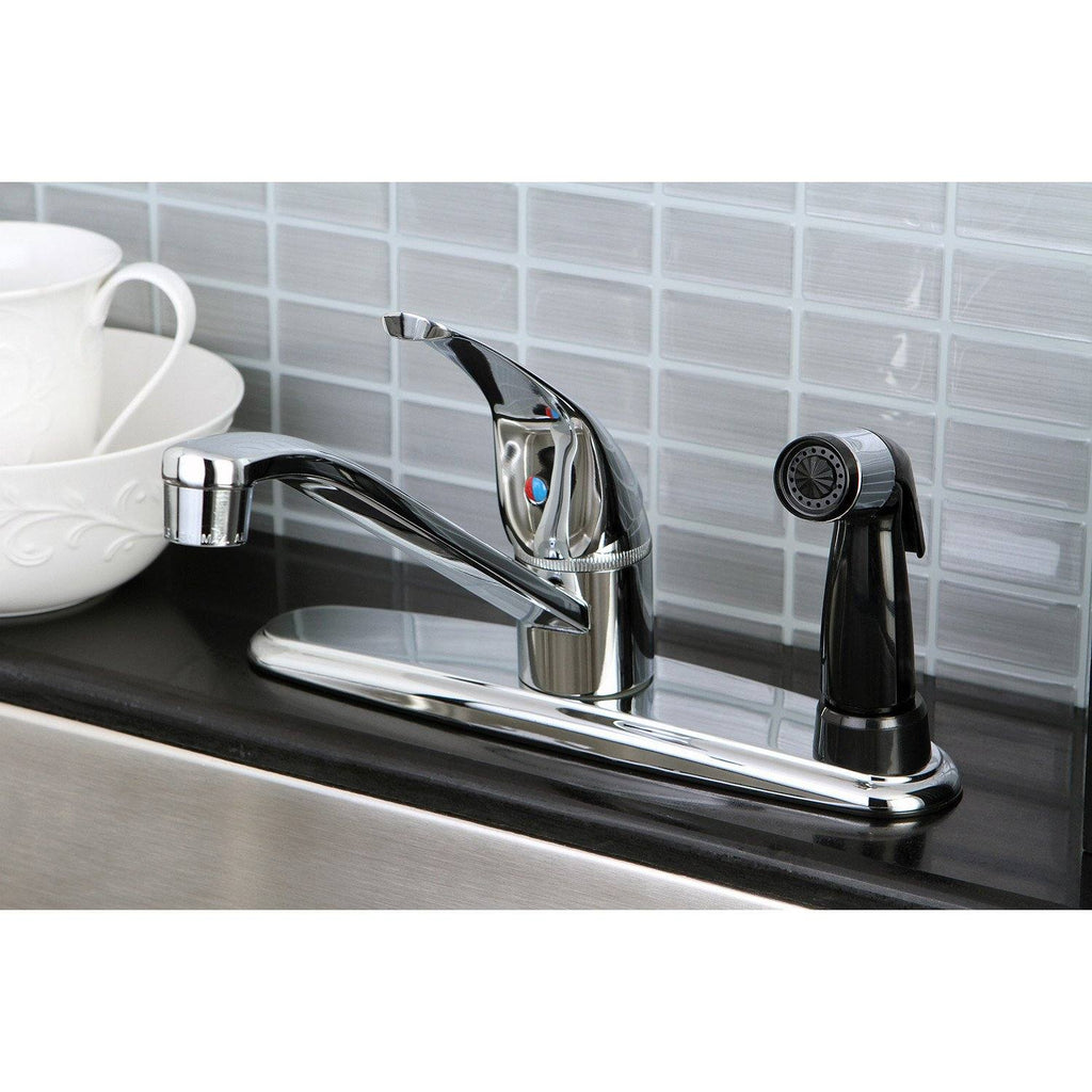 Chatham Single-Handle 1-or-3 Hole Deck Mount 8" Centerset Kitchen Faucet with Side Sprayer