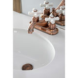Restoration Double-Handle 3-Hole Deck Mount 4-Inch Centerset Bathroom Faucet with Pop-Up Drain