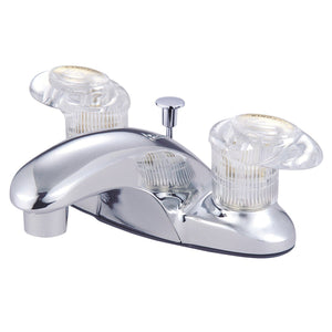 Legacy Two-Handle 3-Hole Deck Mount 4" Centerset Bathroom Faucet with Plastic Pop-Up