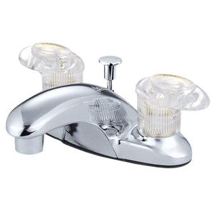 Legacy Two-Handle 3-Hole Deck Mount 4" Centerset Bathroom Faucet with Plastic Pop-Up