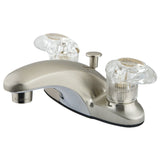 Legacy Two-Handle 3-Hole Deck Mount 4" Centerset Bathroom Faucet with Plastic Pop-Up
