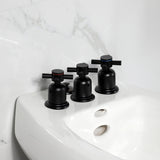 Concord Three-Handle Deck Mount Vertical Spray Bidet Faucet with Brass Pop-Up