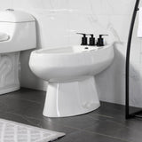 Serena Three-Handle Deck Mount Vertical Spray Bidet Faucet with Brass Pop-Up