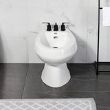 Serena Three-Handle Deck Mount Vertical Spray Bidet Faucet with Brass Pop-Up
