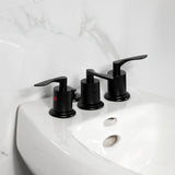 Serena Three-Handle Deck Mount Vertical Spray Bidet Faucet with Brass Pop-Up