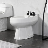 Millennium Three-Handle Deck Mount Vertical Spray Bidet Faucet with Brass Pop-Up