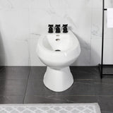 Millennium Three-Handle Deck Mount Vertical Spray Bidet Faucet with Brass Pop-Up