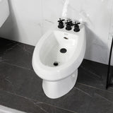 Millennium Three-Handle Deck Mount Vertical Spray Bidet Faucet with Brass Pop-Up