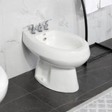 Serena Three-Handle Deck Mount Vertical Spray Bidet Faucet with Brass Pop-Up
