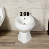 Millennium Three-Handle Deck Mount Vertical Spray Bidet Faucet with Brass Pop-Up