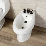 Millennium Three-Handle Deck Mount Vertical Spray Bidet Faucet with Brass Pop-Up