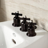 Millennium Three-Handle Deck Mount Vertical Spray Bidet Faucet with Brass Pop-Up