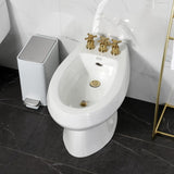 Concord Three-Handle Deck Mount Vertical Spray Bidet Faucet with Brass Pop-Up