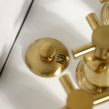 Concord Three-Handle Deck Mount Vertical Spray Bidet Faucet with Brass Pop-Up
