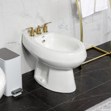 Serena Three-Handle Deck Mount Vertical Spray Bidet Faucet with Brass Pop-Up