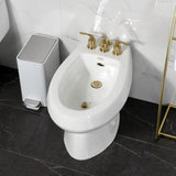 Serena Three-Handle Deck Mount Vertical Spray Bidet Faucet with Brass Pop-Up