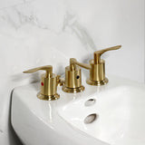 Serena Three-Handle Deck Mount Vertical Spray Bidet Faucet with Brass Pop-Up