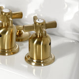 Millennium Three-Handle Deck Mount Vertical Spray Bidet Faucet with Brass Pop-Up