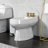 Millennium Three-Handle Deck Mount Vertical Spray Bidet Faucet with Brass Pop-Up