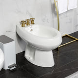 Millennium Three-Handle Deck Mount Vertical Spray Bidet Faucet with Brass Pop-Up