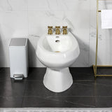 Millennium Three-Handle Deck Mount Vertical Spray Bidet Faucet with Brass Pop-Up
