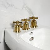 Millennium Three-Handle Deck Mount Vertical Spray Bidet Faucet with Brass Pop-Up
