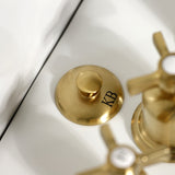 Millennium Three-Handle Deck Mount Vertical Spray Bidet Faucet with Brass Pop-Up