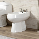 Serena Three-Handle Deck Mount Vertical Spray Bidet Faucet with Brass Pop-Up