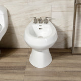 Serena Three-Handle Deck Mount Vertical Spray Bidet Faucet with Brass Pop-Up
