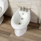 Serena Three-Handle Deck Mount Vertical Spray Bidet Faucet with Brass Pop-Up