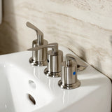 Serena Three-Handle Deck Mount Vertical Spray Bidet Faucet with Brass Pop-Up