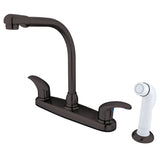 Legacy Two-Handle 4-Hole Deck Mount 8" Centerset Kitchen Faucet with Side Sprayer