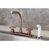 Victorian Two-Handle 4-Hole 8" Centerset Kitchen Faucet with Side Sprayer