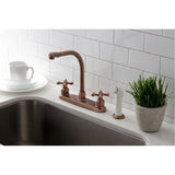 Victorian Two-Handle 4-Hole 8" Centerset Kitchen Faucet with Side Sprayer