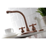 Victorian Two-Handle 4-Hole 8" Centerset Kitchen Faucet with Side Sprayer