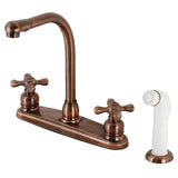 Victorian Two-Handle 4-Hole 8" Centerset Kitchen Faucet with Side Sprayer