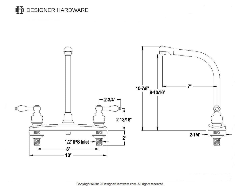 Victorian Two-Handle 2-Hole Deck Mount 8" Centerset Kitchen Faucet